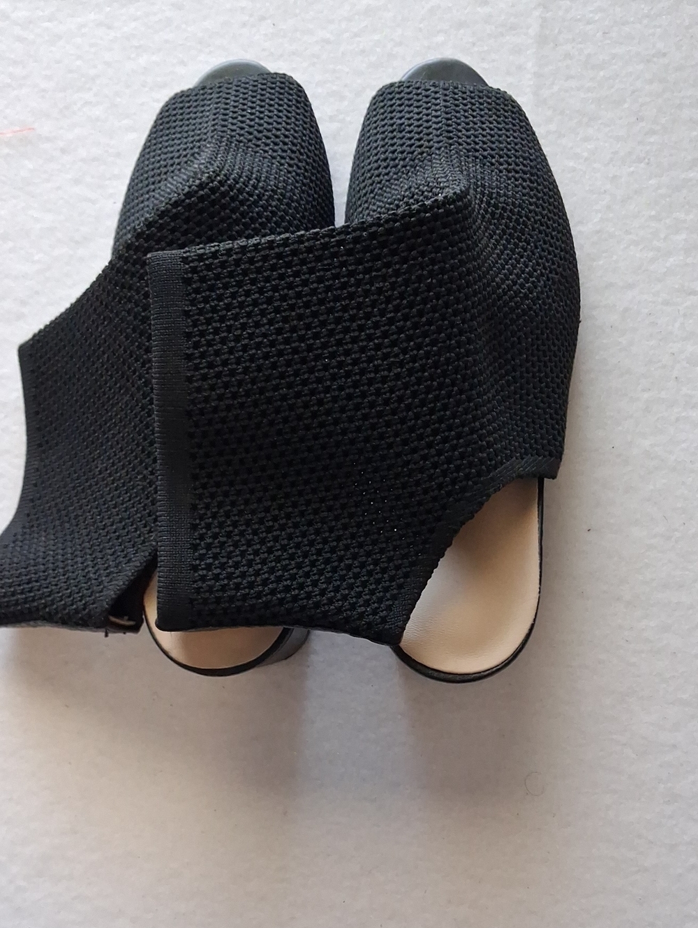 Black Women's Knit Open-Toe Slip-On Sandals